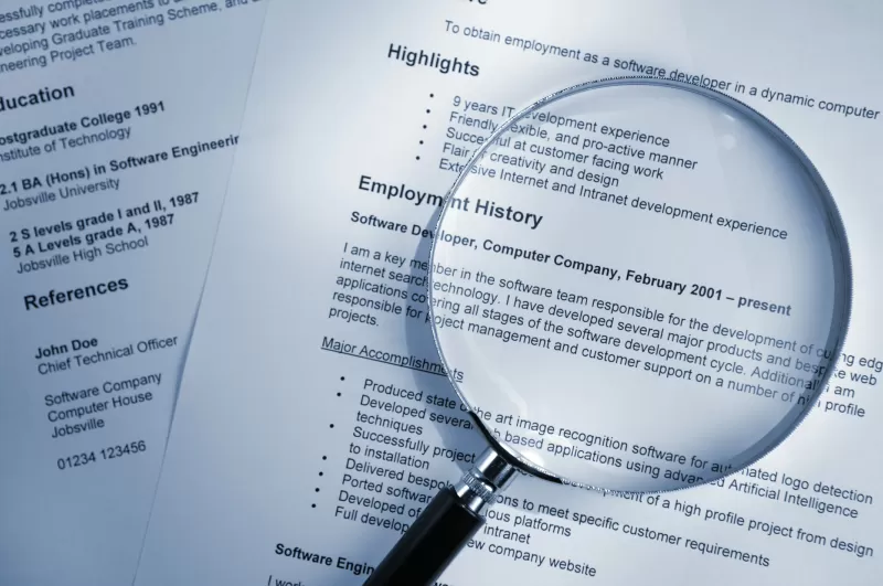 Search for information Employment History.